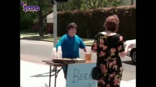 fat boy sells beer on the street prank lost bet cracking jokes [upl. by Sirret57]