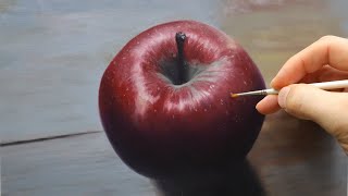 How to paint a realistic apple  apple painting tutorial [upl. by Fries]