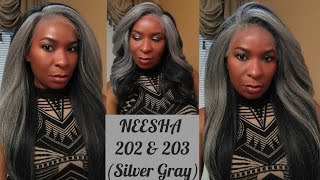 NEESHA SILVER GRAY Outre HD Lace Front Wig Soft N Natural Neesha 203 Silver Gray amp Neesha 202 [upl. by Zusman483]