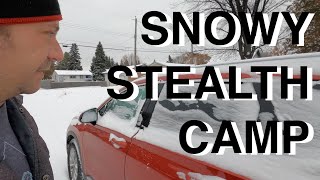 Residential Stealth Car Camping In Snow [upl. by Essirahs]