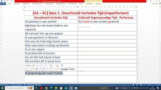 A2  B1 Ders 1 Hollandacada Basit Geçmiş Zaman Imperfectum in het Nederlands [upl. by Donavon870]