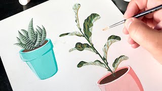 Painting Fiddle Leaf Fig Tree  Gouache  Boelter Design Co [upl. by Yelsnya]