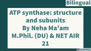 ATP synthase Structure and Subunits  CSIR NET Life Sciences [upl. by Imotih]