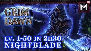 Nightblade Leveling 1 to 50 In 2Hrs Grim Dawn [upl. by Nosnhoj376]