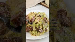 Cabbage sausage Alfredo easy low carb recipe I air fried it  300F for 812 mins [upl. by Ain]