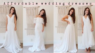 CHEAP WEDDING DRESSES  jj’s house review and tryon [upl. by Gar597]