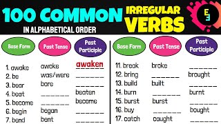 100 IRREGULAR VERBS with Past Tense and Past Participle Forms  English Grammar [upl. by Elaina]