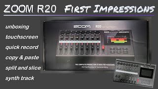 ZOOM R20 Multitrack unbox quick record copy and paste split tracks builtin synth track [upl. by Diley351]