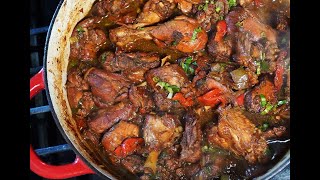 HOW MAKE JAMAICAN FRICASSEE CHICKEN😋 STEWED CHICKEN RECIPE [upl. by Anilejna]