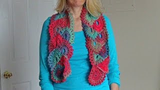 How to Crochet a Scarf in Ribbon Lace [upl. by Bonina99]