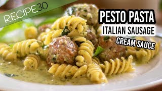 Easy Pesto pasta sausage meat balls in cream sauce [upl. by Quinton]