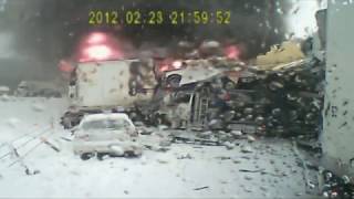 Semitruck’s video records Michigan I94 crash [upl. by Nyvrem]