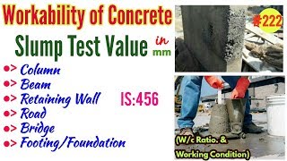 Workability of Concrete and Slump Value for different Construction Work  Slump Value for Working [upl. by Hunger]