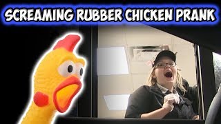 DRIVE THRU SCREAMING RUBBER CHICKEN PRANK [upl. by Kiah]