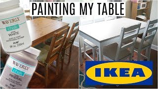 Painting My IKEA Table  Waverly Chalk Paint  No Sanding or Priming [upl. by Minoru]