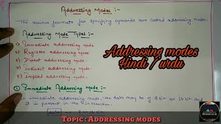 Addressing modes  microprocessor  in Hindi  by Informationduniya [upl. by Iline]