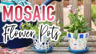 DIY Mosaic Flower Pot Tutorial  How to Grout Mosaic Art [upl. by Aronle]