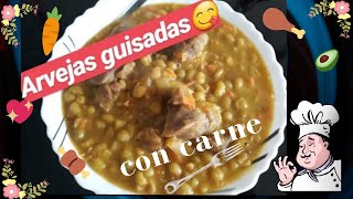 Arvejas verdes guisadas con carne 😋 Receta de cocina fácil y rápido [upl. by Zumstein]