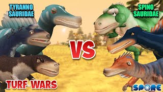 Tyrannosauridae vs Spinosauridae Turf War  Tyrannosauridae vs Spinosauridae S1  SPORE [upl. by Calisa]