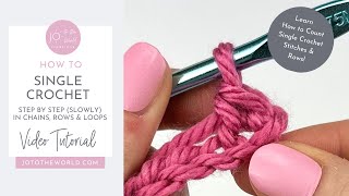 Single Crochet Stitch sc  How to Single Crochet for Beginners Step by Step Slowly [upl. by Ahsik435]