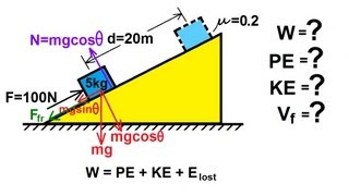 Physics 8 Work Energy and Power 7 of 37 Inclined Plane Friction [upl. by Erhart]