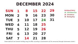 December Calendar 2024 [upl. by Bourgeois]