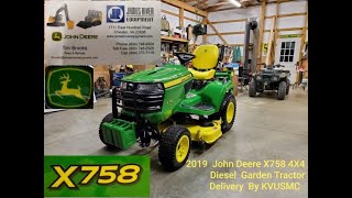 2019 John Deere X758 4X4 Diesel Garden Tractor Delivery amp Review By KVUSMC [upl. by Esilegna]