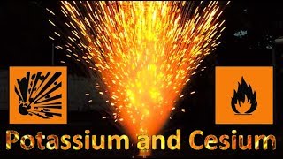 Potassium and Cesium explosion Kálium és cézium reakciója vízzel [upl. by Lyrak]