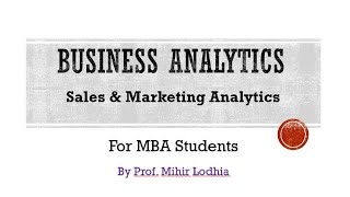 Sales amp Marketing Analytics [upl. by Lesde]