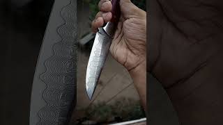 Stainless Steel Damascus Knife with Micarta Handle knife damascusknife handmade blacksmith [upl. by Ahsekar]