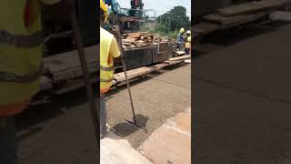 Laying Cement improved GCS Graded Crushed Stones Base Layer in Road Construction [upl. by Cralg106]