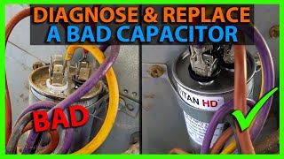 Air Conditioner Condenser Fan Motor Wont Start Bad Capacitor Symptoms How To Fix AC Troubleshooting [upl. by Annaitat218]