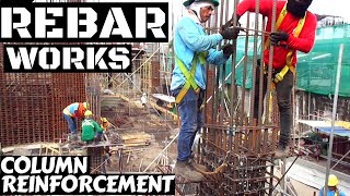 Column Rebar Works Installation Building Construction [upl. by Canning]