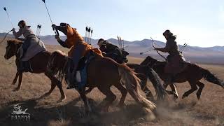 Traditional Mongolian Cavalry performing Horseback Archery  Namnaa Academy archers [upl. by Odnalro57]