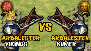 NEW UPDATE  30 VIKINGS ARBALESTER vs 30 KHMER ARBALESTER  AoE II Definitive Edition [upl. by Ekard]