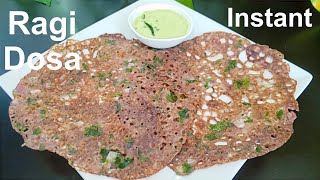 Crispy Instant Ragi Dosa Recipe  10 Mins Healthy Nachani Finger Millet Recipe  Culinary Aromas [upl. by Thebault]