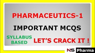 PHARMACY  IMPORTANT MCQS OF PHARMACEUTICS 1 [upl. by Annayram577]