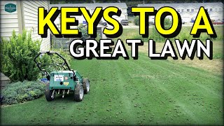 Two KEY STEPS To A GREAT LAWN  Aeration and Dethatching Before Overseeding [upl. by Marashio]