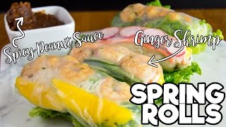 Ginger Shrimp Spring Rolls with Peanut Sauce [upl. by Amadas865]