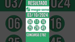 MEGA SENA hoje  03102024  ACUMULADA  44 MILHÕES  Resultado concurso 2782 [upl. by Yrrap837]