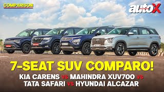 Best 7 seat SUV under Rs 25 lakh  Carens vs Alcazar vs Safari vs XUV700  autoX [upl. by Perren685]