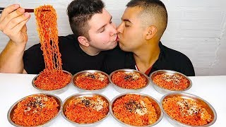 Super Spicy Fire Ramen Noodle Challenge • MUKBANG [upl. by Rakel21]