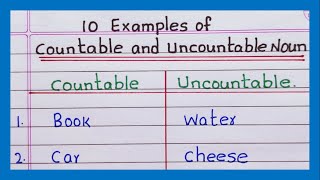 Examples of Countable and Uncountable noun  5 Examples  10 Examples of countable and uncountable [upl. by Ysdnil506]