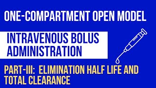 OneCompartment Open Model  IV Bolus Administration  Elimination half life and Total clearance [upl. by Sussna]