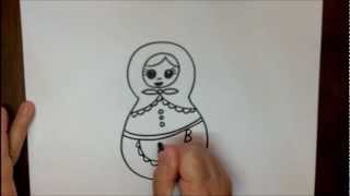 How to Draw a Nesting Doll Step by Step Easy Drawing Tutorial [upl. by Paten521]