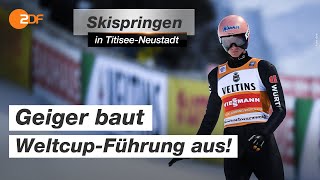 Skispringen Geiger verteidigt gelbes Trikot in Titisee  SPORTextra  ZDF [upl. by Rebhun]