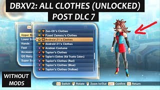 Dragon Ball Xenoverse 2  All Clothes Unlocked Updated Post Dlc 7 Saiyan MaleFamale All Clothes [upl. by Melony]