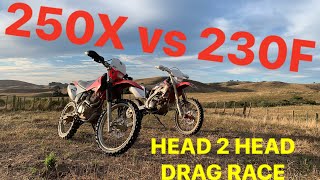 CRF250x vs CRF230FDRAG RACETOP SPEED [upl. by Haduhey503]