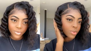 EASY Crimped Bob Wig Install BEGINNER FRIENDLY [upl. by Brittain]