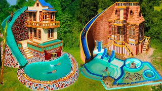 Amazing Build Top 2 Villa House Water Slide amp Swimming Pool For Entertainment Place In The Forest [upl. by Edla552]